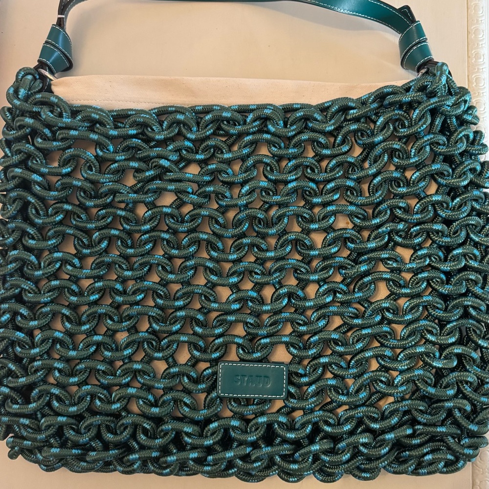 RARE FIND: STAUD leather trim woven purse - Picture 2 of 10